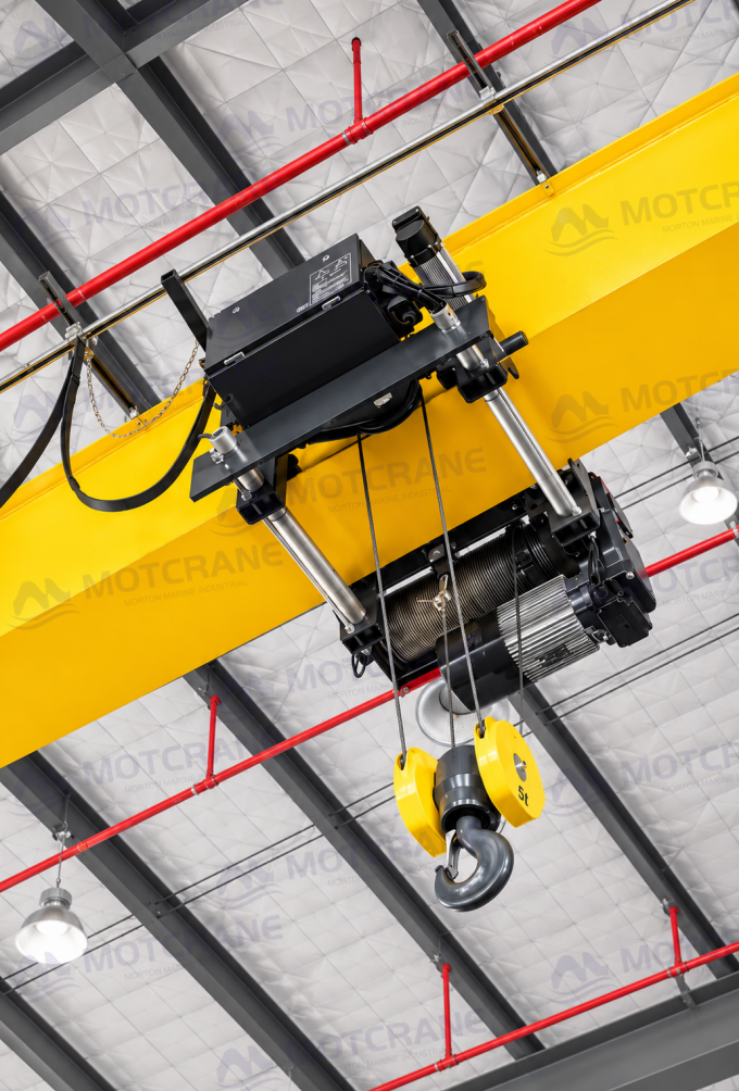 European-style electric wire rope hoist with motorized trolley for single girder overhead cranes