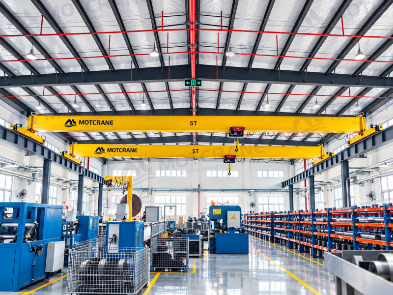 European-style single girder overhead crane with box girder and European wire rope hoist