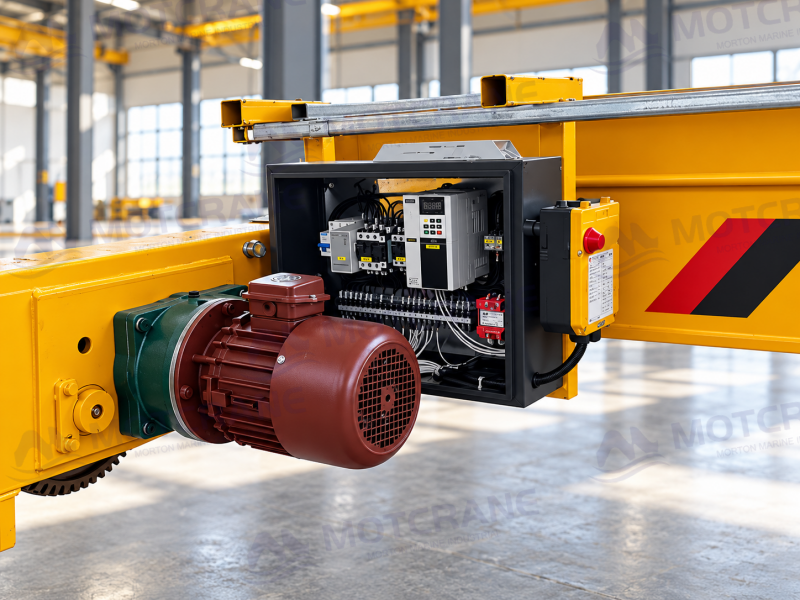 Standard crane travel drive with conical-rotor brake motor and gear transmission