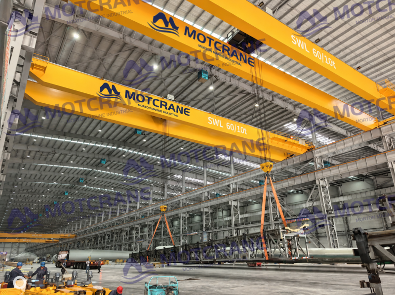 Overhead crane for manufacturing workshop with clear floor space