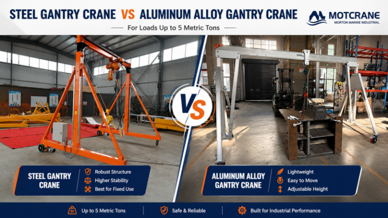 Steel vs aluminum gantry crane comparison for loads up to 5 metric tons