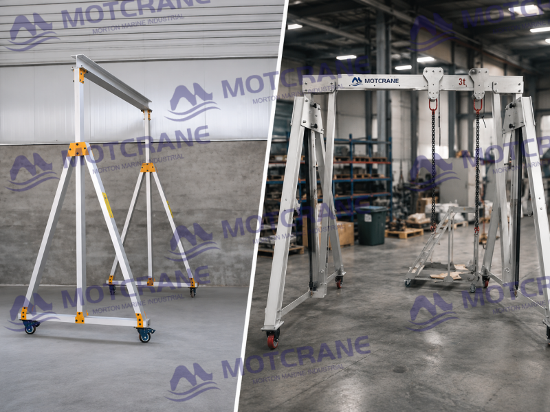 Fixed height vs adjustable height aluminum gantry crane comparison