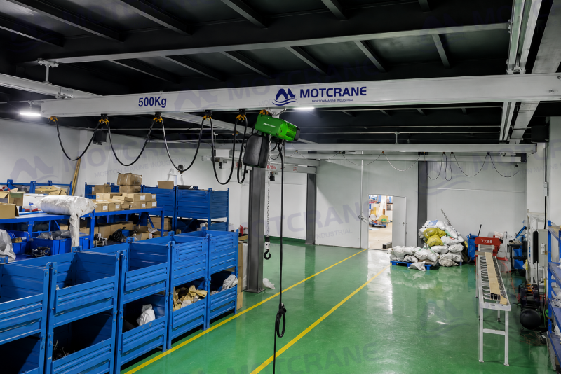 Suspended aluminum workstation crane configurations