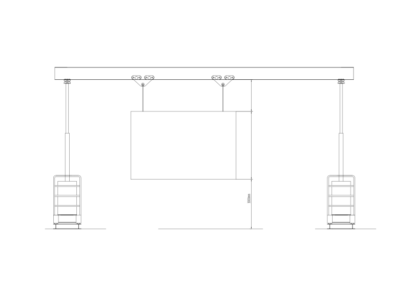 Final equipment position sketch for hydraulic gantry crane lifting height calculation